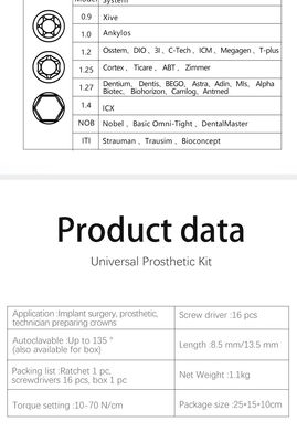 El implante dental apto para el autoclave equipa al peso ligero del sistema del destornillador