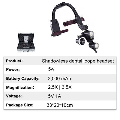Lupas binoculares llevadas dentales ajustables 2.5x 3.5x de la linterna de la venda