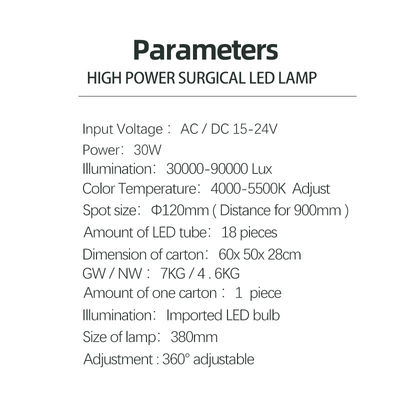Luz dental brillante ajustable 5500K de la silla de la temperatura de color LED para las clínicas