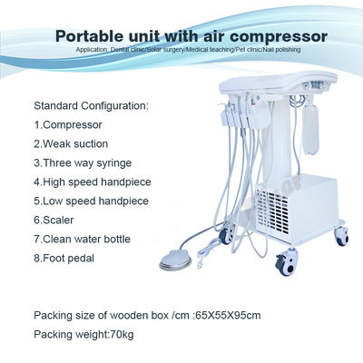 Unidad dental de cambio de pie de 540W con compressor de aire, succión de tres vías, jeringa, escalador de piezas de mano