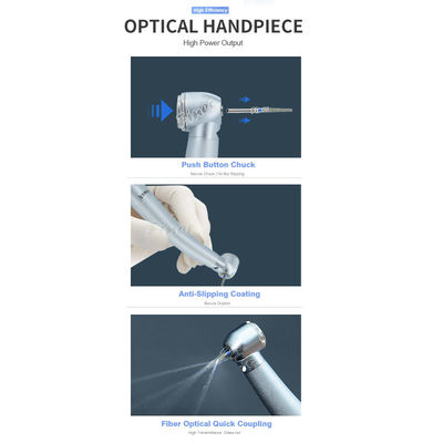 Presione el botón de la turbina dental pieza de mano fuente de fibra óptica alta velocidad 350000rpm