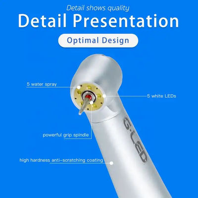 Pieza de mano dental de metal con luz LED y rodamiento cerámico práctico