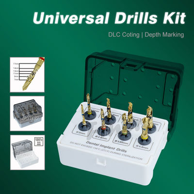 Kit de perforación dental 8 piezas Implante Perforación quirúrgica Herramientas para implantes de oro