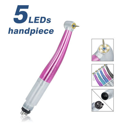 Pieza de mano de turbina de aire colorida de cinco luces LED de alta velocidad Pieza de mano dental