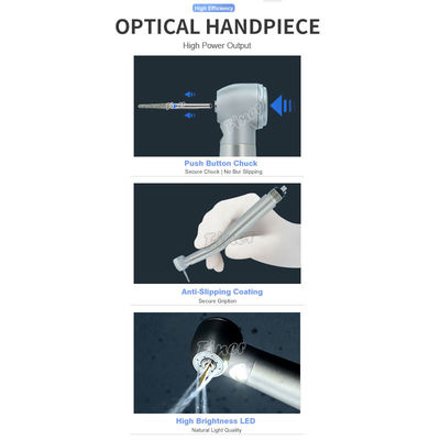Equipo de odontología Turbina de alta velocidad Dental Rapid Handpiece con luz LED generador