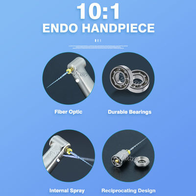 Fibra óptica 10:1 Dental de la pieza de mano 10:1 Dental recíproco de baja velocidad endodóntico contra ángulo de la pieza de mano
